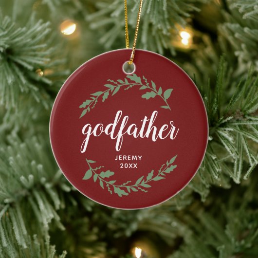 Godfather Specialized Godparent Name Leaf Laurels Keramisch Ornament (Boom)