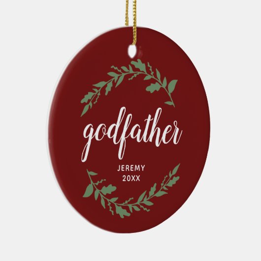 Godfather Specialized Godparent Name Leaf Laurels Keramisch Ornament (Rechts)
