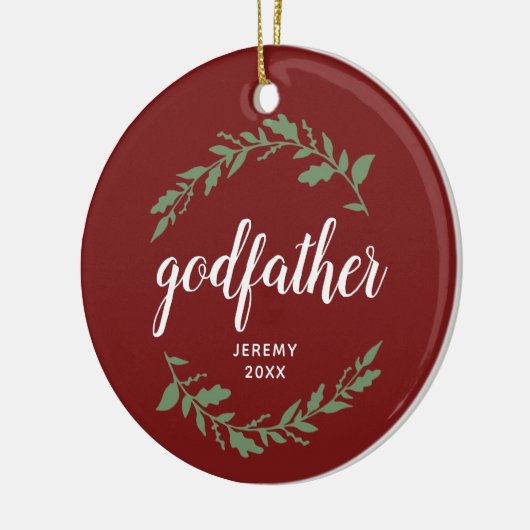 Godfather Specialized Godparent Name Leaf Laurels Keramisch Ornament (Links)