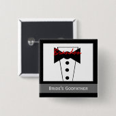Godfather van de Bride - Custom Tux Wedding Button (Voorkant /achterkant)