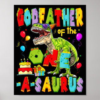 Godfather van de one-a-saurus 1e verjaardag jongen poster
