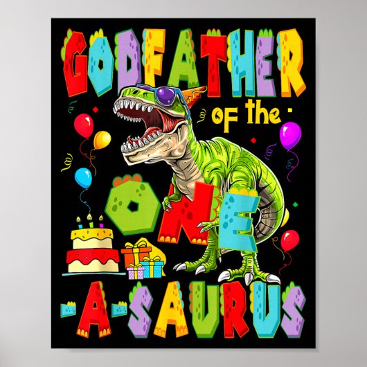 Godfather van de one-a-saurus 1e verjaardag jongen poster (Voorkant)