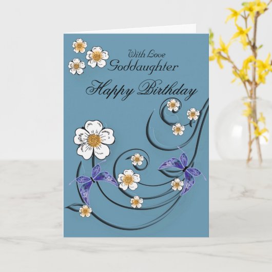 Godfather - Verjaardag - Bloemen met Vlinders Kaart (Gele Bloem)