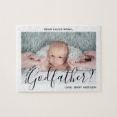 Godfather Voorstel Simple Modern Script Baby Foto Legpuzzel (Horizontaal)