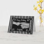 Godfather's Birthday Black met Pinstripes Kaart (Gele Bloem)