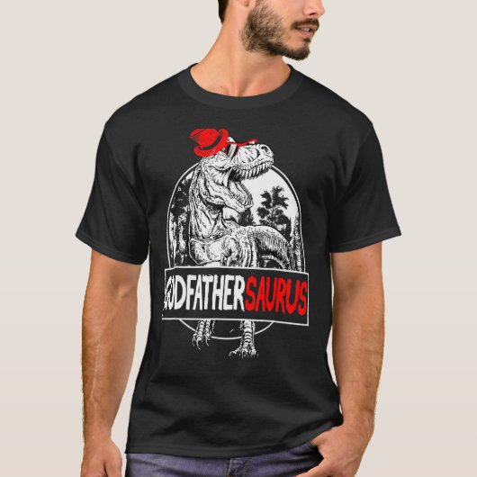 Godfathersaurus T rex Dinosaur Godparent T-shirt (Voorkant)