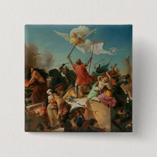 Godfrey de Bouillon, Franse kruisvaarder Vierkante Button 5,1 Cm