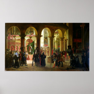 Godfrey van Bouillon die de trofeeën in hun bezit  Poster