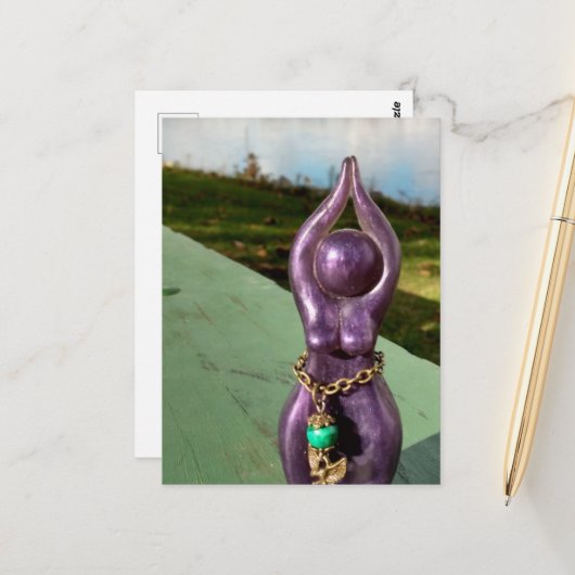 Godin aan de rivier briefkaart (Voorkant / Achterkant in situ)