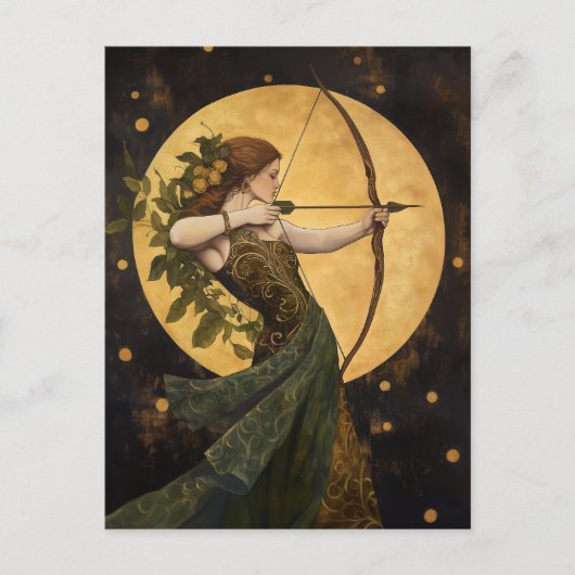 Godin Artemis Art Nouveau Griekse Mythologie Briefkaart (Voorkant)