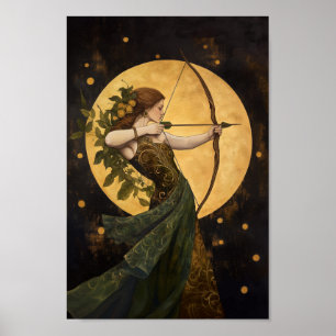 Godin Artemis Art Nouveau Griekse mythologie Poster