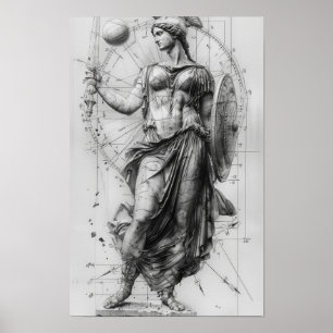 Godin Athena Art Poster - Mythologische Decor voor