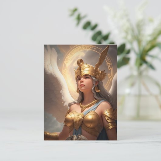 Godin Athena omringd door haar gedachten Briefkaart (Staand voorkant)