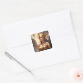 Godin Athena omringd door haar gedachten Vierkante Sticker (Envelop)