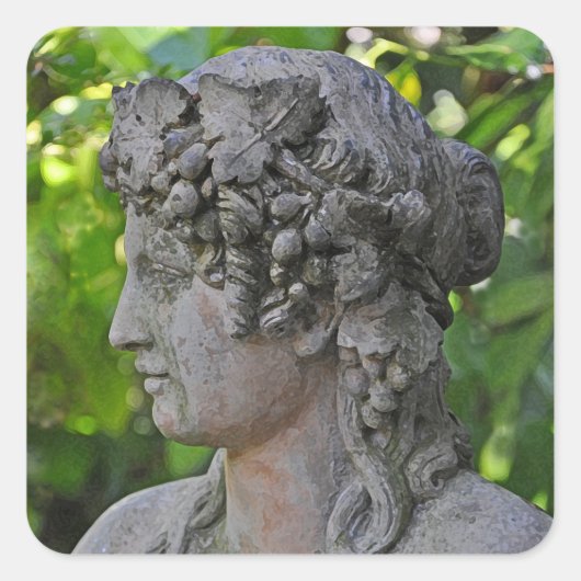 Godin beeld in tuin vierkante sticker (Voorkant)