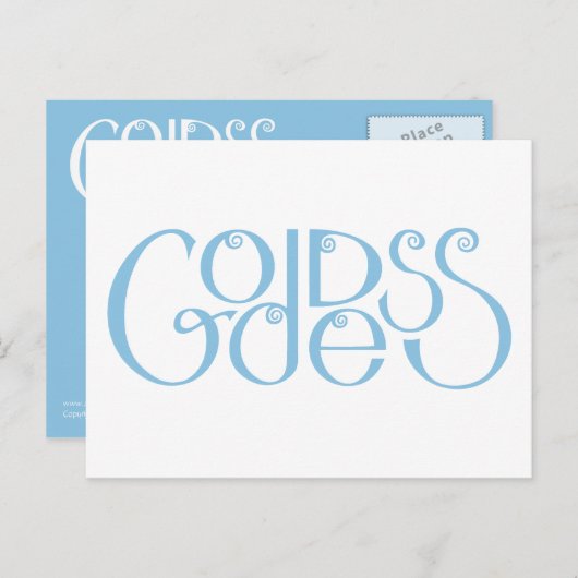 Godin bleek blauw Briefkaart (Voorkant / Achterkant)