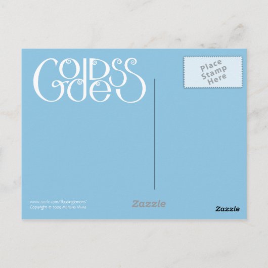 Godin bleek blauw Briefkaart (Achterkant)