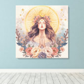 Godin Boho Muurkunst | Divine Vrouwelijke Energie Canvas Afdruk (Insitu (Houten vloer))