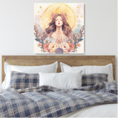Godin Boho Muurkunst | Divine Vrouwelijke Energie Canvas Afdruk (Insitu (Slaapkamer))