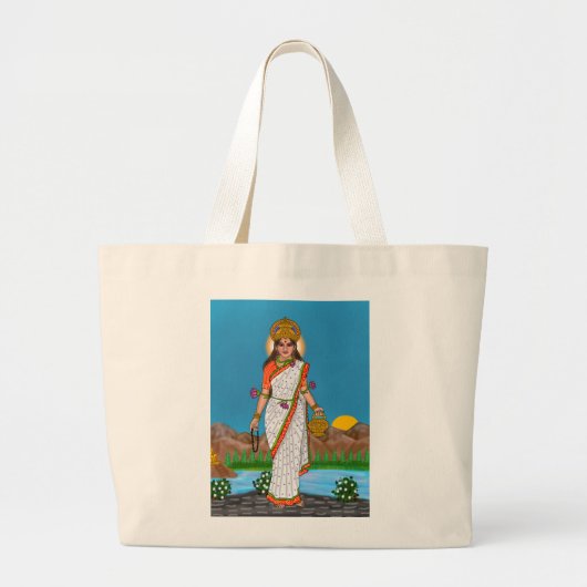 Godin Brahmacharini Boodschaptas Grote Tote Bag (Voorkant)