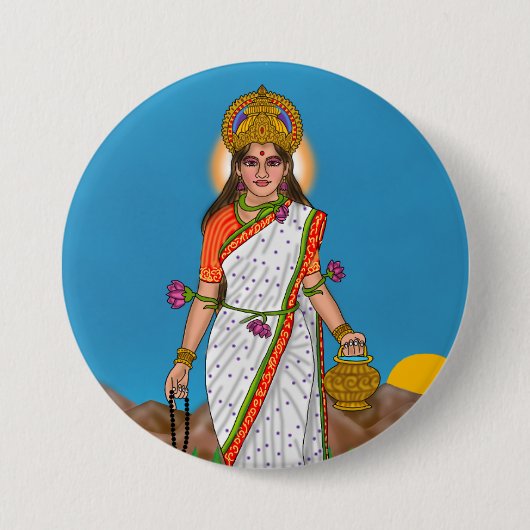 Godin Brahmacharini-knop Ronde Button 7,6 Cm (Voorkant)