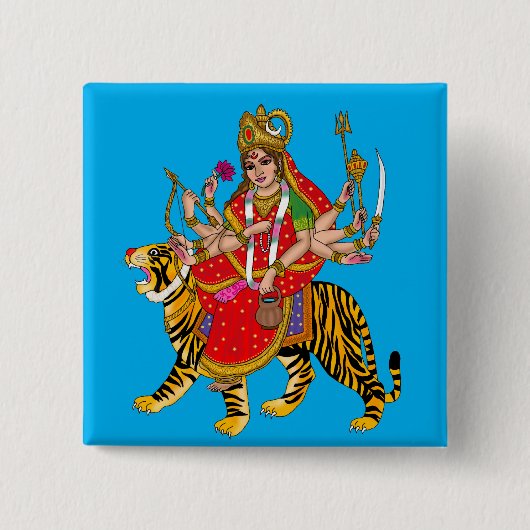 Godin Chandraghanta-knop Vierkante Button 5,1 Cm (Voorkant)