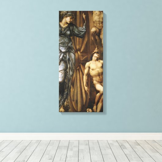 Godin die het Rad van Fortuin draait (Burne-Jones) Canvas Afdruk (Insitu (Houten vloer))