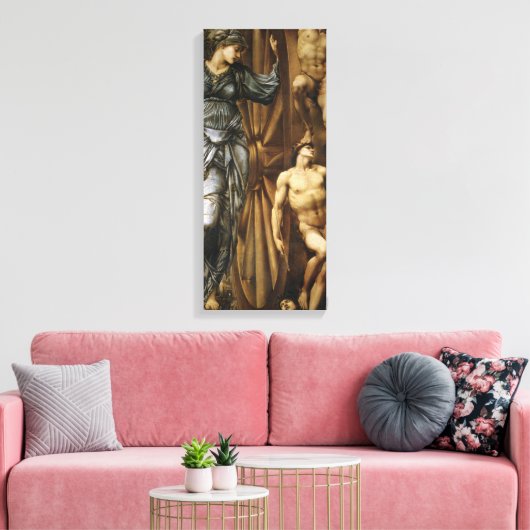 Godin die het Rad van Fortuin draait (Burne-Jones) Canvas Afdruk (Insitu (Woonkamer))