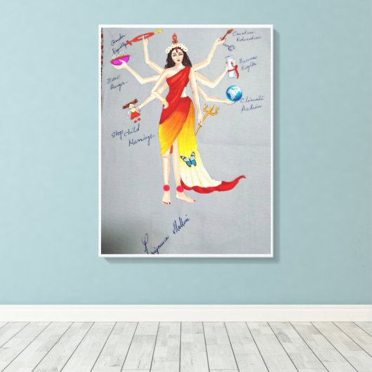 Godin Durga als Moeder Natuur Canvas Afdruk (Insitu (Houten vloer))