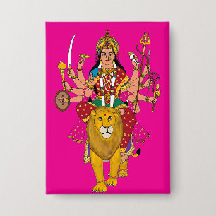 Godin Durga Knop – Goddelijke Hindoe Devi Spiritue Button