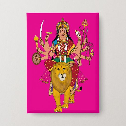 Godin Durga Knop – Goddelijke Hindoe Devi Spiritue Button (Voorkant)