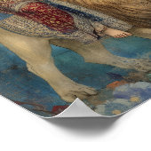 Godin Durga Rijden Leeuw Turquoise Gold Art Poster (Hoek)