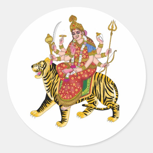 Godin Durga Ronde Stickers | Hindu Devi Durga Sp (Voorkant)