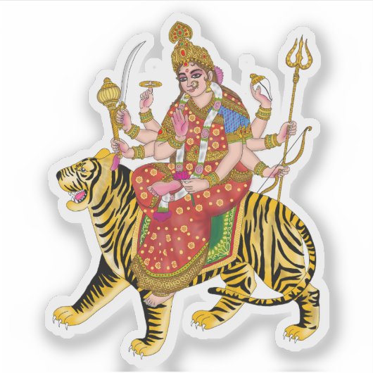 Godin Durga Square Stickers | Hindu Maa Durga (Voorkant)