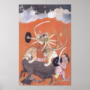 Godin Durga vecht met Mahishasura-demon Poster