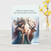 Godin en herten Gezegende Winter Solstice Kaart (Gele Bloem)