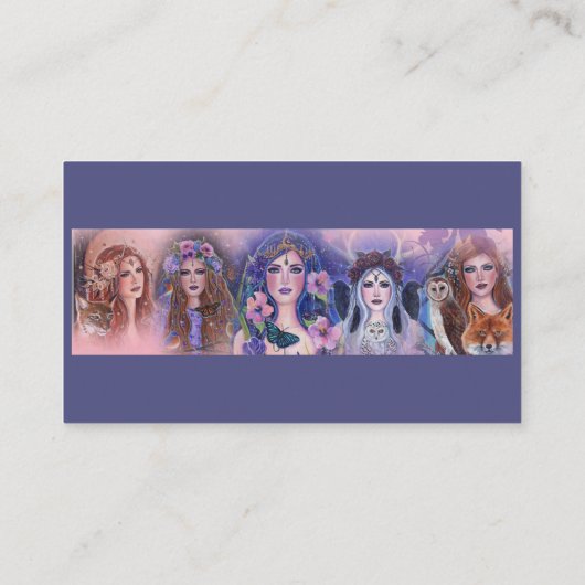 godin fantasiekunst van Renee Lavoie Visitekaartje (Achterkant)