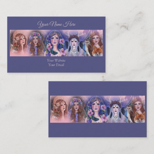 godin fantasiekunst van Renee Lavoie Visitekaartje (Voorkant / Achterkant)