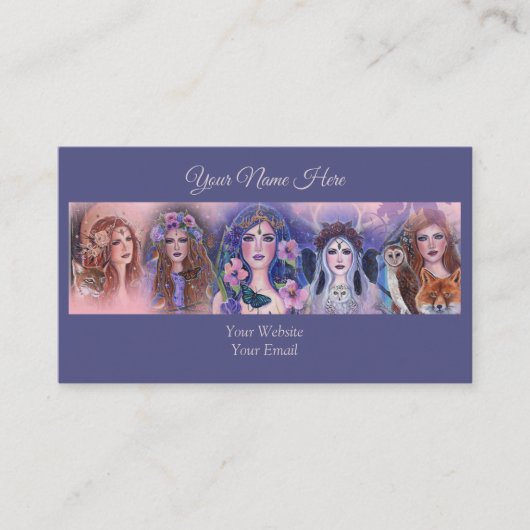 godin fantasiekunst van Renee Lavoie Visitekaartje (Voorkant)