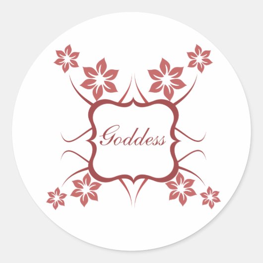 Godin Floral Stickers, Brick Red Ronde Sticker (Voorkant)