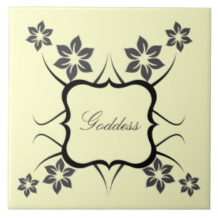 Godin Floral Tegel, donkergrijs Tegeltje