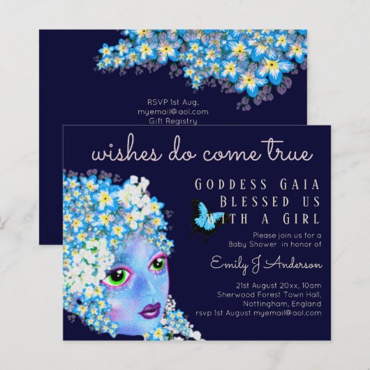 Godin GAIA Fantasy Kunst Bloemen Baby Shower (Voorkant / Achterkant)