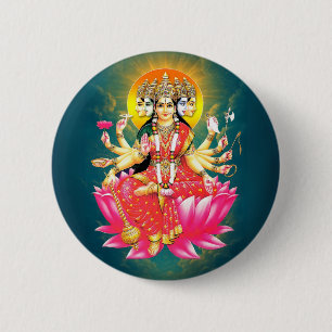 Godin Gayatri Devi Hindoe Godheid Ronde Button 5,7 Cm