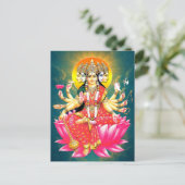 Godin Gayatri Devi op Lotus Hindu Godheid Briefkaart (Staand voorkant)