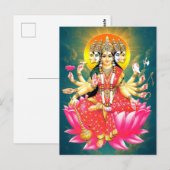 Godin Gayatri Devi op Lotus Hindu Godheid Briefkaart (Voorkant / Achterkant)