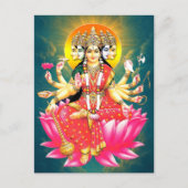 Godin Gayatri Devi op Lotus Hindu Godheid Briefkaart (Voorkant)
