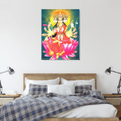Godin Gayatri Devi op Lotus Hindu Godheid Canvas Afdruk (Insitu (Slaapkamer))