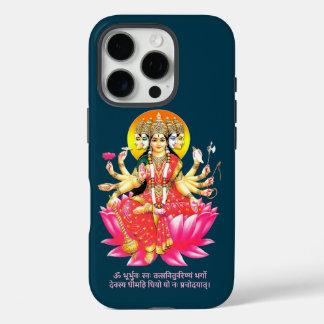 Godin Gayatri Devi op Lotus Hindu Godheid iPhone 16 Pro Hoesje