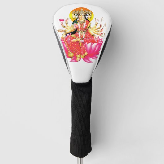 Godin Gayatri Devi op Lotus Hindu Godheid Golfheadcover (Voorkant)