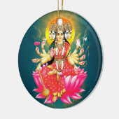 Godin Gayatri Devi op Lotus Hindu Godheid Keramisch Ornament (Links)